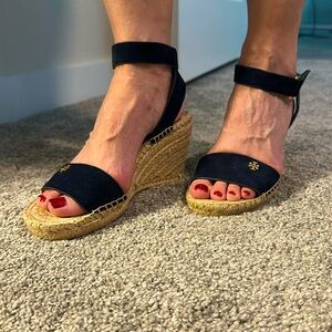 Tory Burch Navy Wedge Sandals